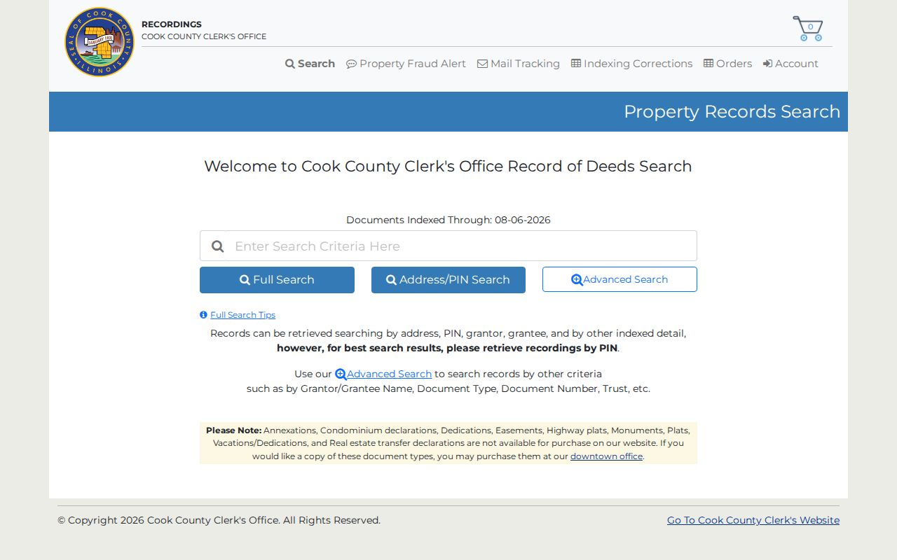 Cook County Clerk deed index search used for Harvey resident research