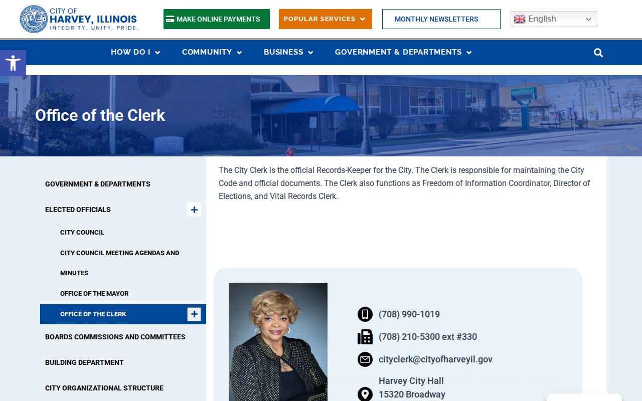Harvey neighbors City Clerk public records page