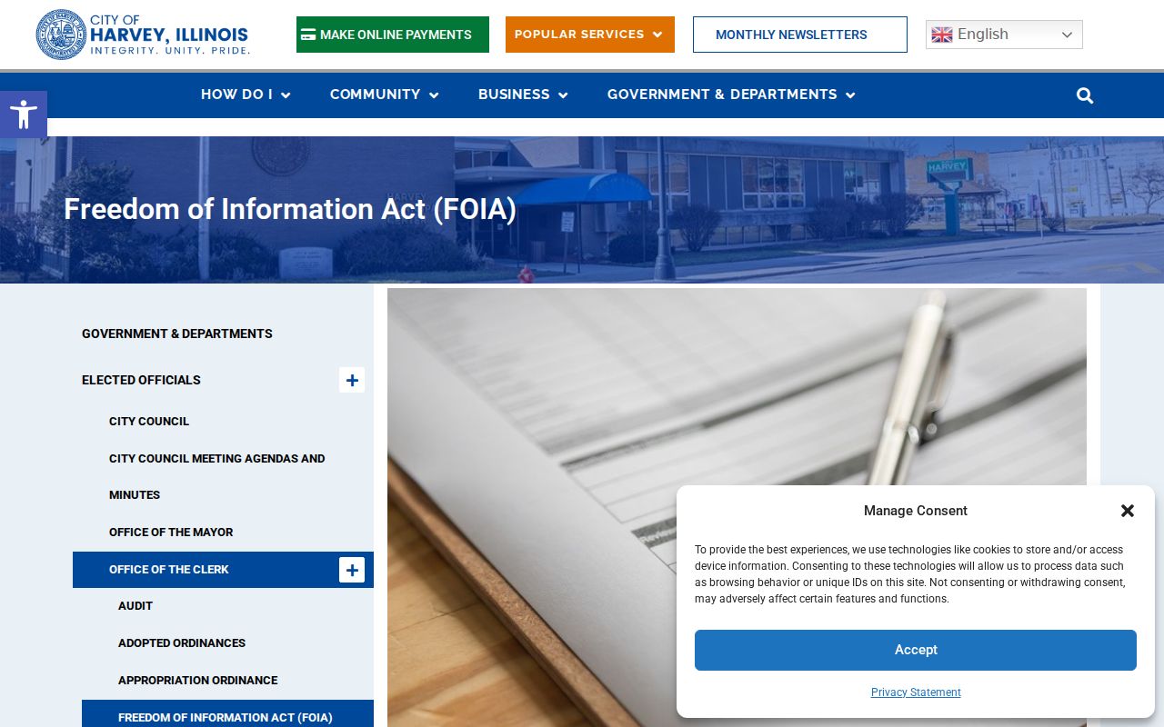 Harvey neighbors Freedom of Information Act request page