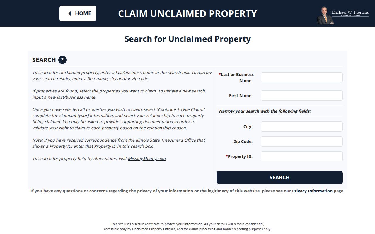 Illinois I-CASH name city and ZIP search form for a Harvey resident clue