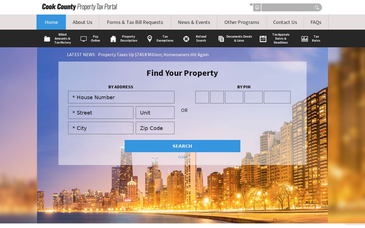 Cook County property tax address and PIN search for a Harvey parcel